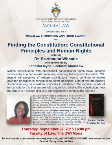 MonaLaw Discussion and Book Launch Finding the Constitution Constitutional Principles and Human Rights