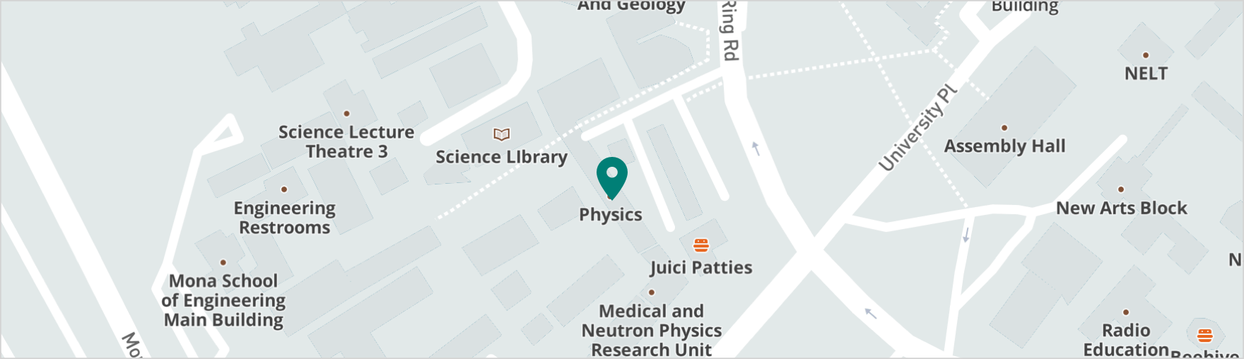 Map showing location of Physics Department