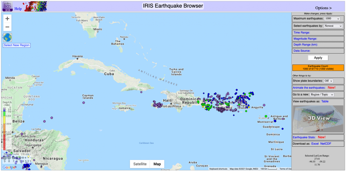 IRIS Earthquake Browser
