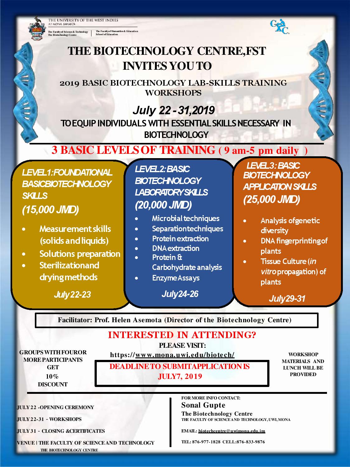 BASIC BIOTECHNOLOGY LAB SKILLS TRAINING The Faculty of
