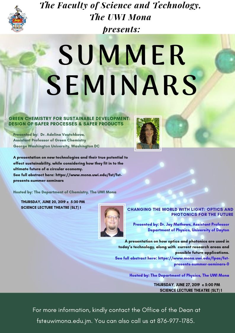 FST Presents Summer Seminars The Faculty of Science and Technology