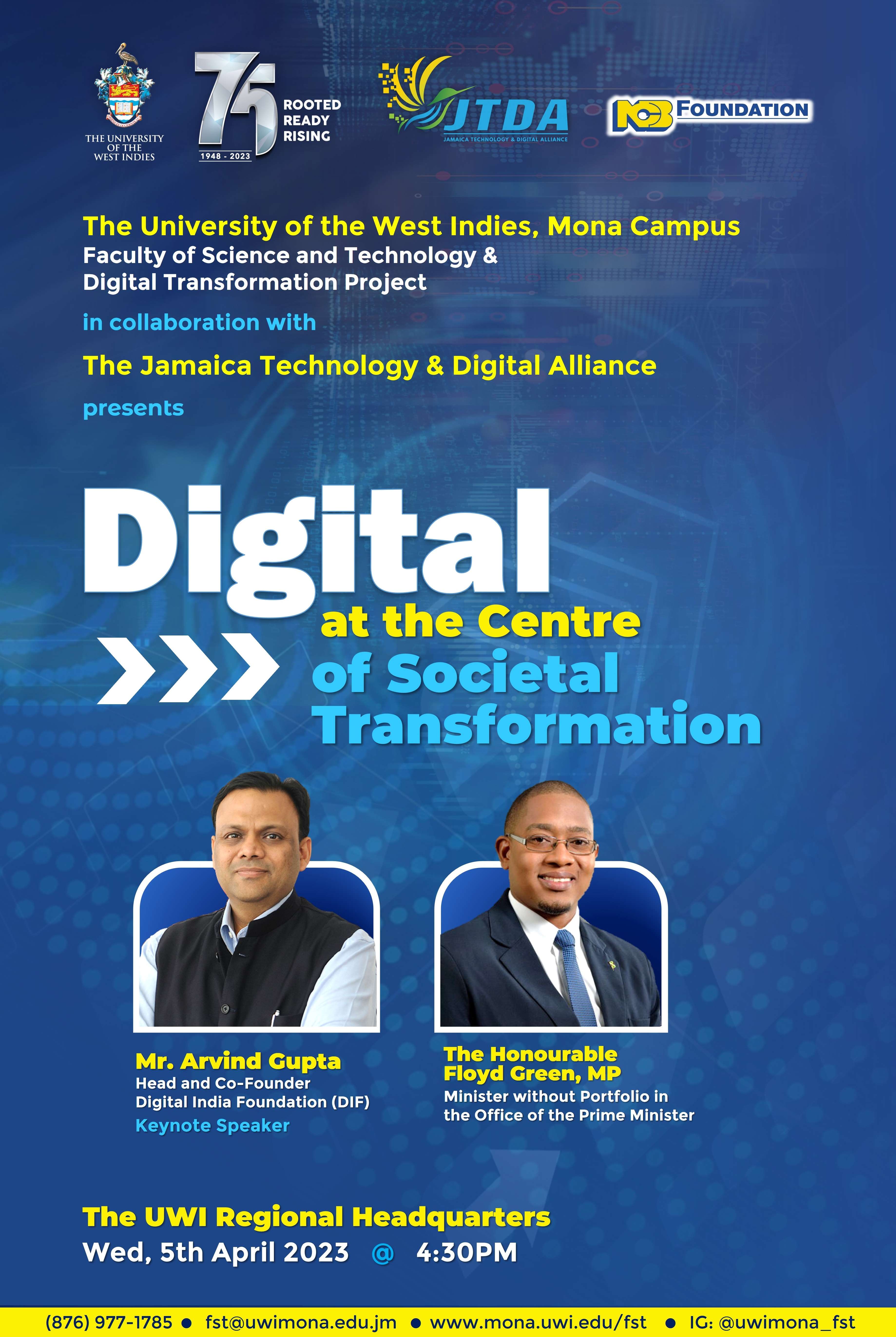 UWI Public Lecture | Digital at the Centre of Societal Transformation