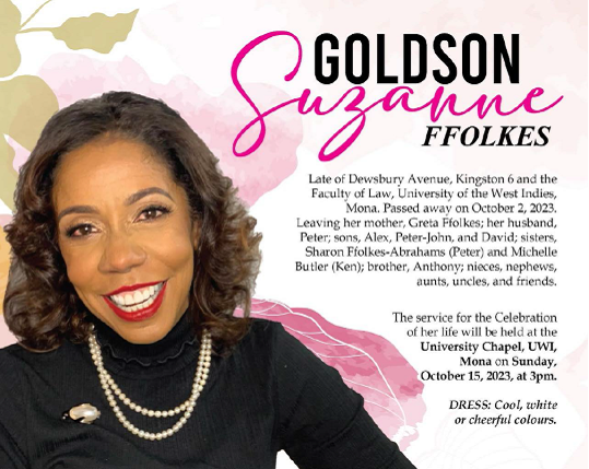 Funeral Service for Suzanne Ffolkes-Goldson
