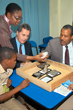 Dr. Sherene James-Williamson and Prof. Gordon Shirley with Student