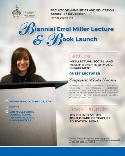 Biennial Errol Miller Lecture and Book launch