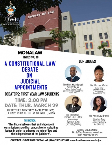 Invitation Constitutional Law Debate on Judicial Appointments  Thurs. March 29 2018