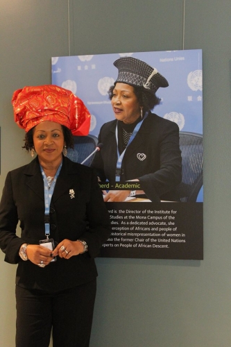 Prof Verene Shepherd _temporary exhibit of black achievers at UN, New Yo...