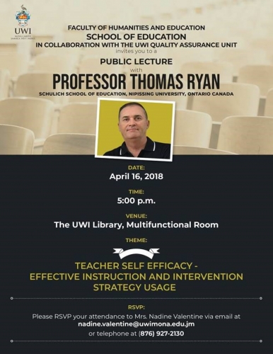 Public Lecture-Teacher Self Efficacy: Effective Instruction and Intervention Strategy Usage, School of Education, FHE