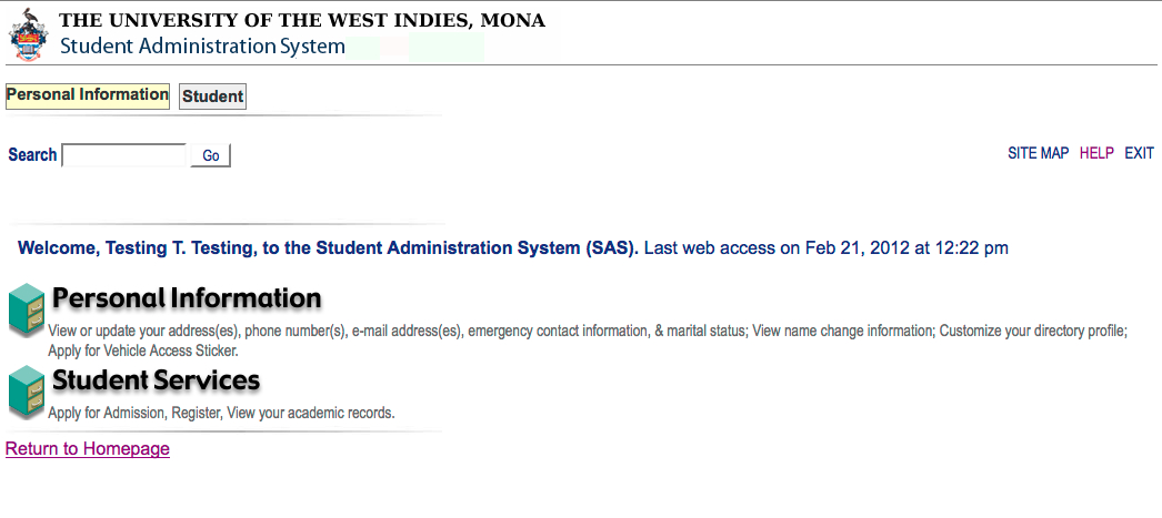 Student Administration System Screenshot