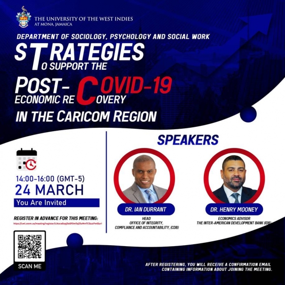 Department of Sociology, Psychology and Social Work Seminar: Strategies to Support the Post- COVID-19 Economic Recovery in the Caricom Region
