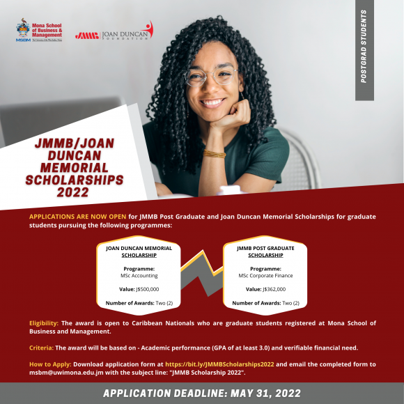 Deadline: JMMB/Joan Duncan Memorial Scholarships 2022