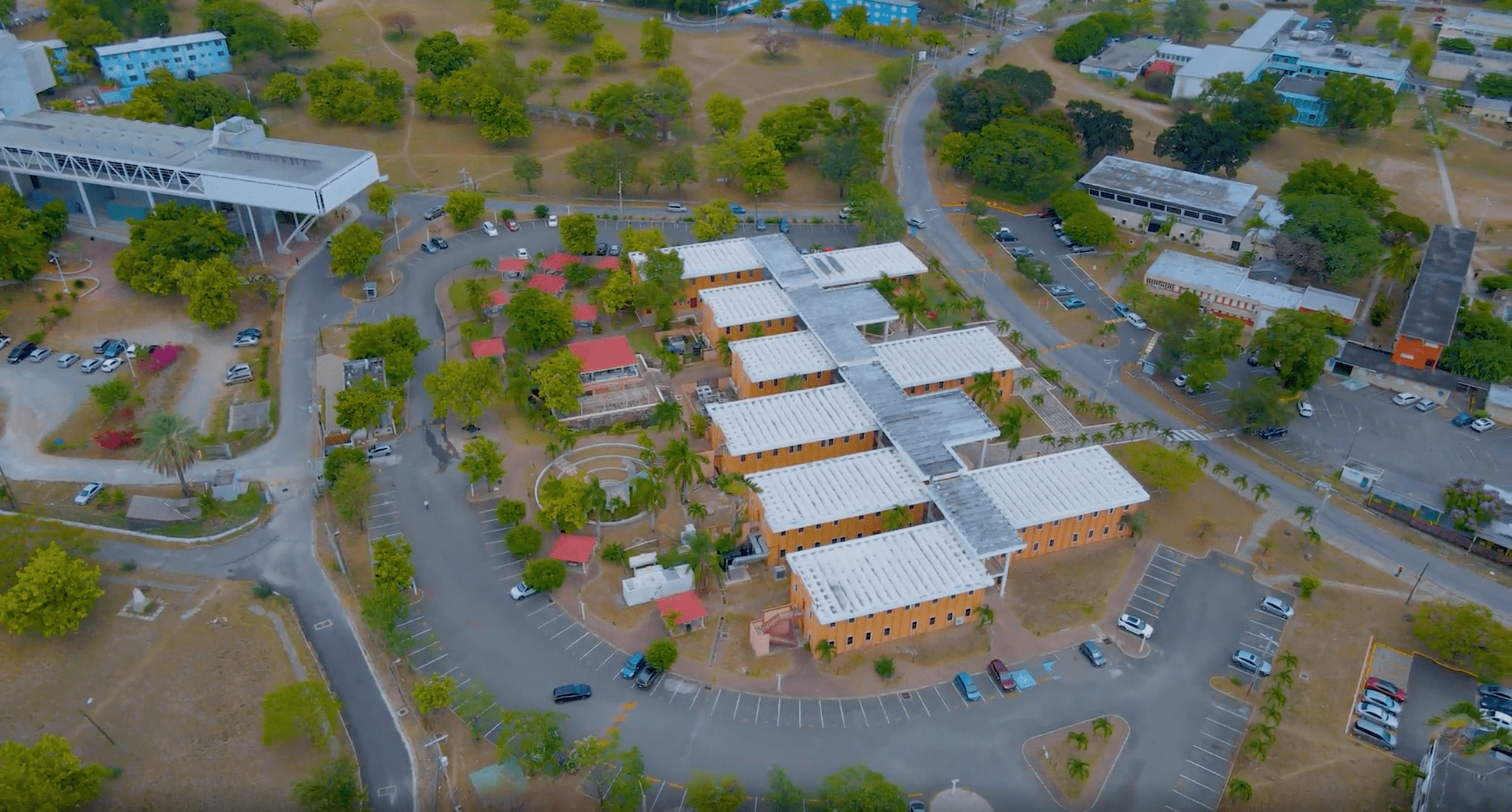 drone shot of msbm