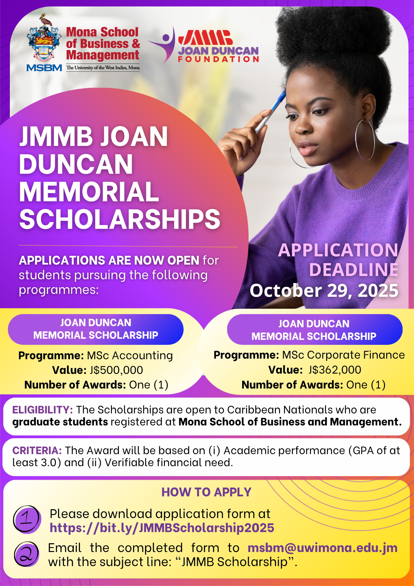 JMMB Joan Duncan Memorial Scholarships 2025