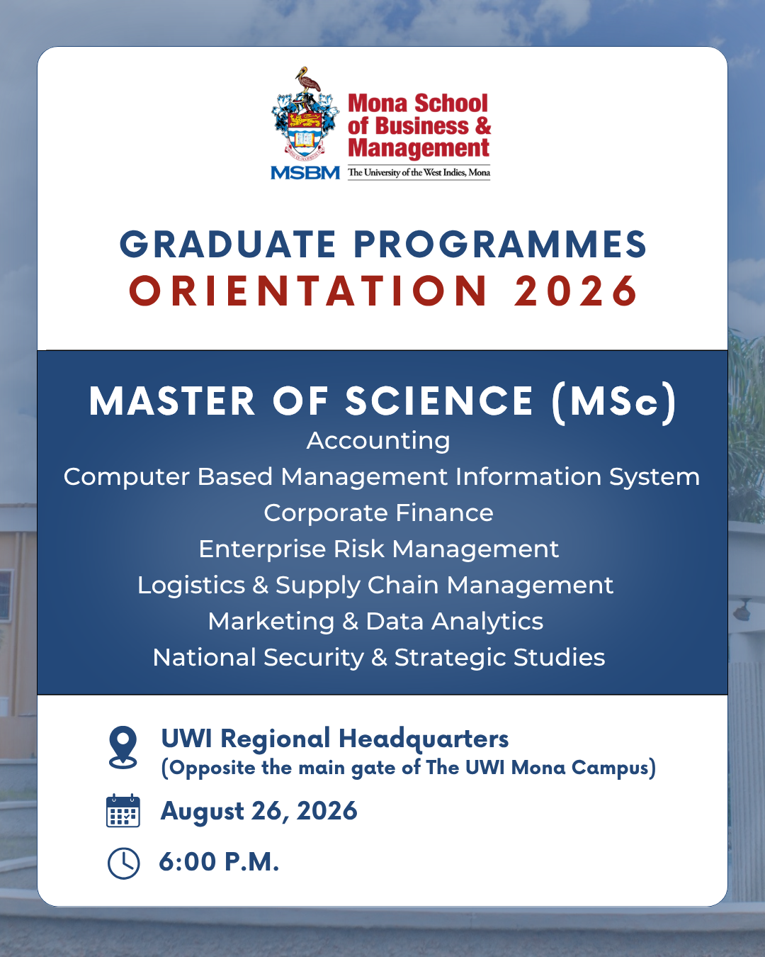 MSc Orientation 2026 