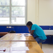 Student studying in lab