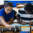 Students working with lab equipment