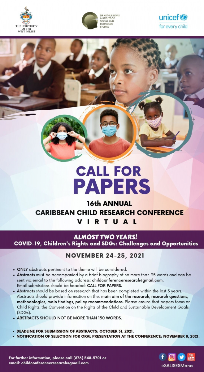Call For Papers; 16th Annual Caribbean Child Research Conference