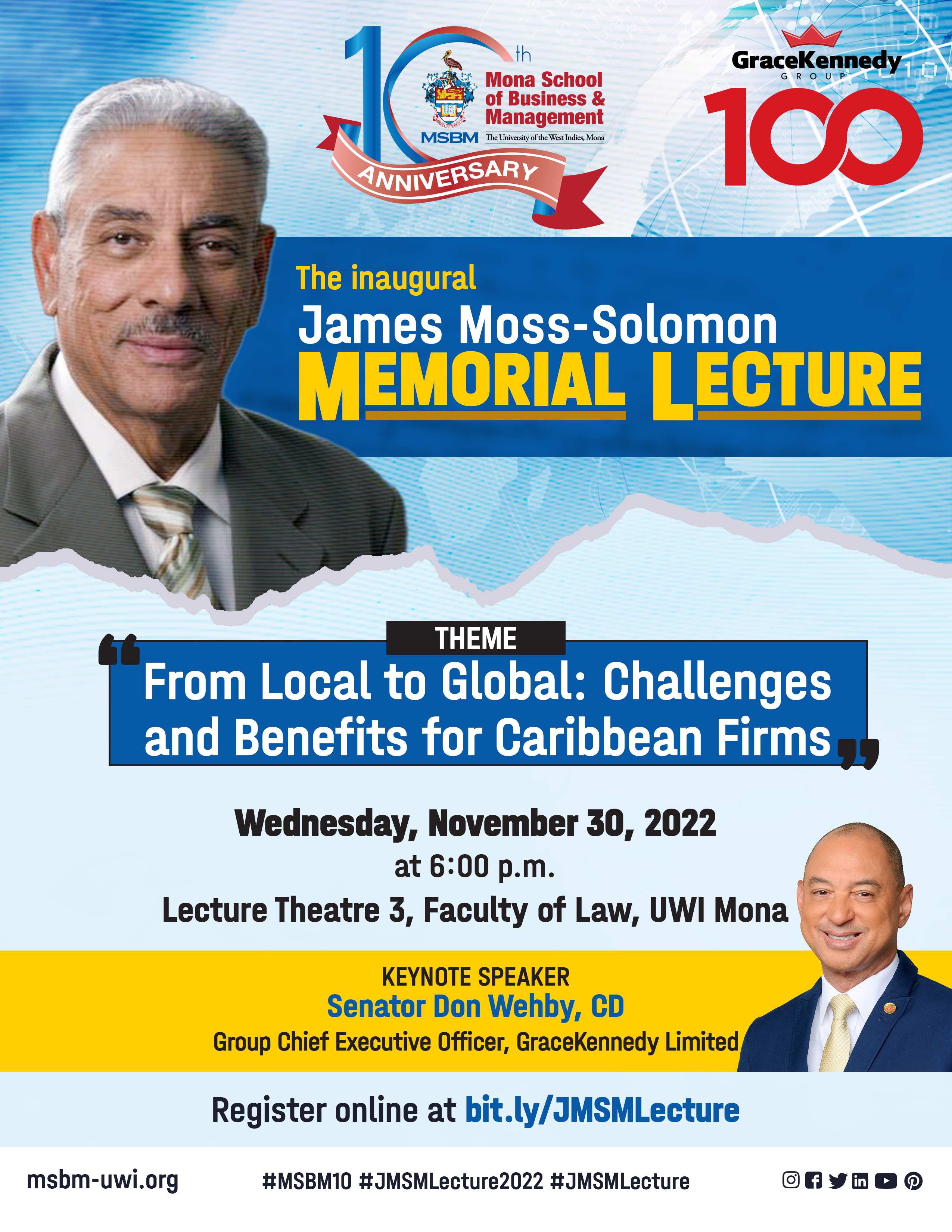 DON WEHBY TO DELIVER MSBM'S INAUGURAL JAMES MOSS-SOLOMON MEMORIAL LECTURE AT THE UWI, NOVEMBER 30, 2022