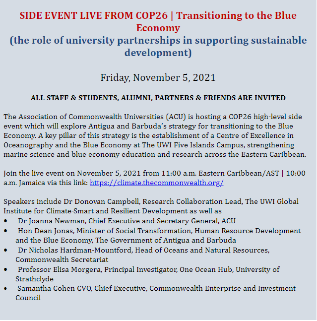 JOIN THE SIDE EVENT LIVE FROM COP26 | Transitioning to the Blue Economy
