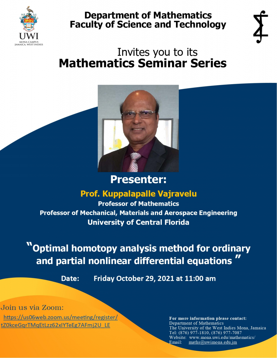 Mathematics Seminar Series| Optimal homotopy analysis method for ordinary and partial nonlinear differential equations