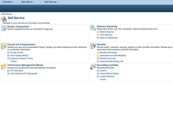 Screenshot of PeopleSoft Interface