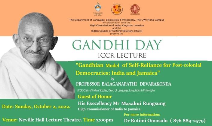 Gandhi Day - ICCR Lecture "Gandhian Model of Self-Reliance for Post-colonial Democracies: India and Jamaica"
