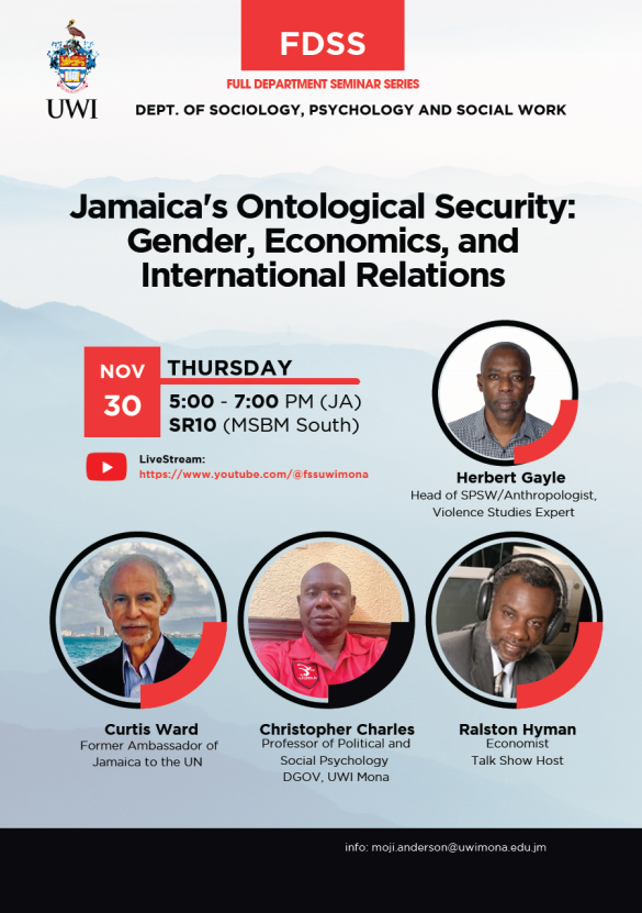 Full Department Seminar Series - Jamaica's Ontological Security: Gender, Economics and International Relations
