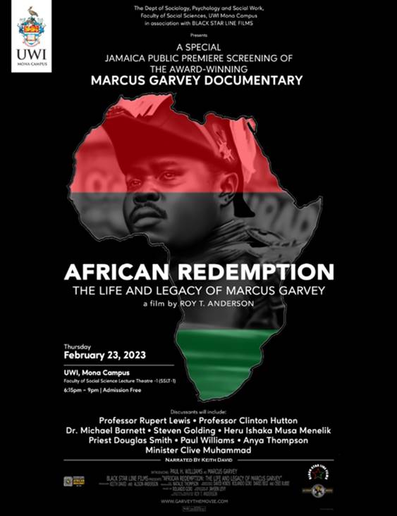 A Special Jamaica Public Premiere Screening of the Award-Winning Marcus Garvey Documentary "African Redemption: The Life and Legacy of Marcus Garvey"