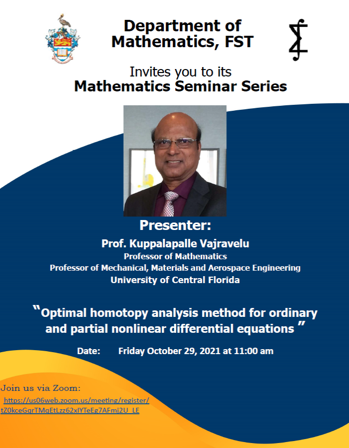 Mathematics Seminar Series | Professor Kuppalapalla Vajravelu