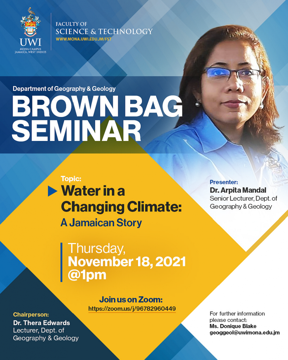 FST GEOG & GEOL Brown Bag Seminar | Water in a Changing Climate: A Jamaican Story