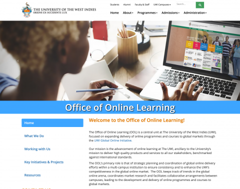 Screenshot of the Office of Online Learning Website