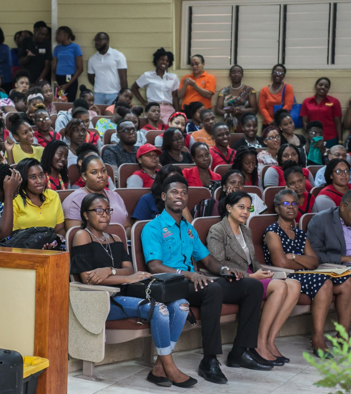 Staff and Students in lecture theatre