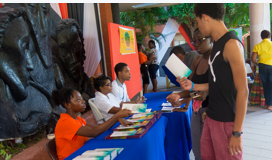 FSS Students receiving Faculty handbook and brochures