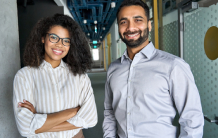 Male and Female smiling