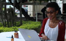 Student using laptop