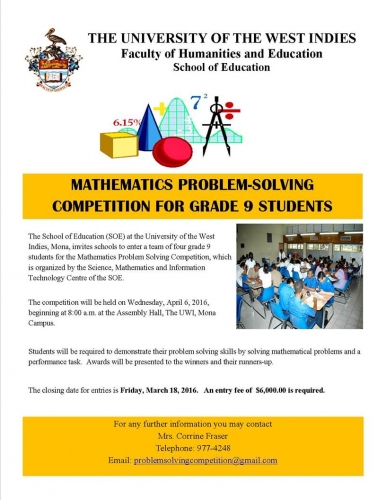 Mathematics Problem Solving Competition For Grade 9 Students School Of Education